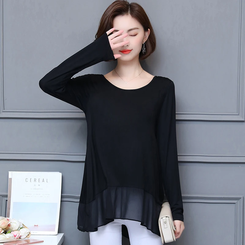 DAIQIANNI Plus Size M-5XL Womens Tops and Blouses 2018 Spring Long Sleeve Stitching Loose Blusas Feminina Casual Women Shirt |