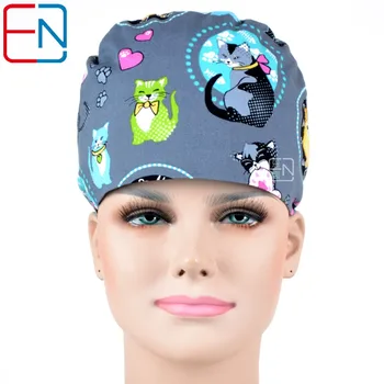 

Hennar Surgical Scrub Cap For Women Hospital Doctor Medical Scrub Caps Masks Adjustable Size Freely Nurse Printing Surgical Caps