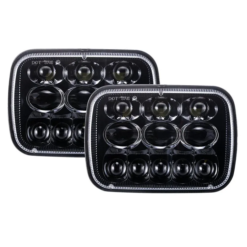 Per Jeep Wrangler Yj Cherokee H6054 H5054 69822 6052 6053 5 ''X 7'' Proiettore Nero/Argento Fari A Led Fari H4 Alti Bassi