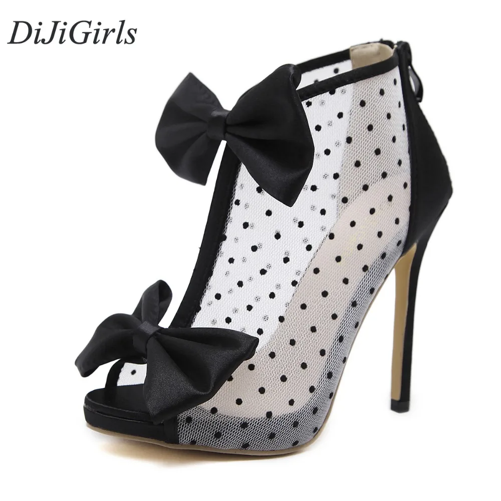 

DiJiGirls Fashion Sexy women's High-heeled shoes grenadine Bowknot Bohemia Sandals shoes woman US5-9 Black
