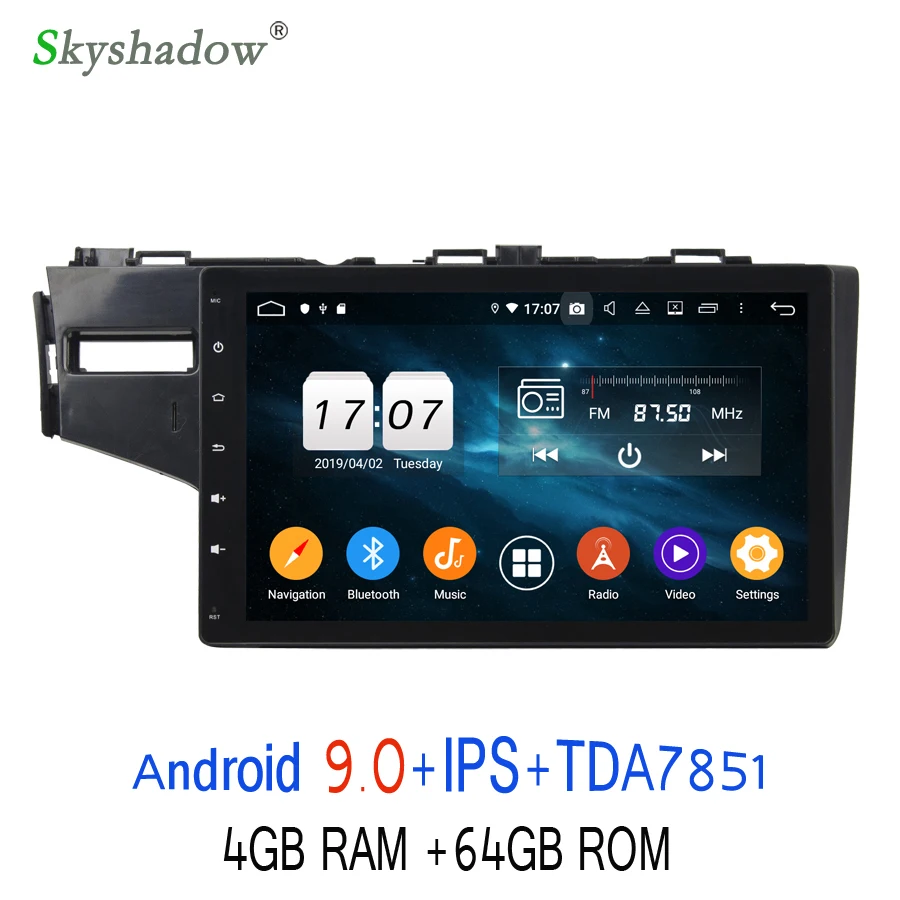 TDA7851 DSP Android 9,0 для Honda FIT 4 Гб 64 Гб rom автомобильный магнитола gps ГЛОНАСС карта RDS радио wifi 4G Bluetooth