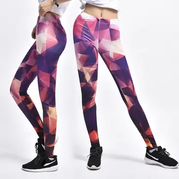 

Women High Waist Stretch Leggings Thin Colorful Printed Compression Trousers Hot