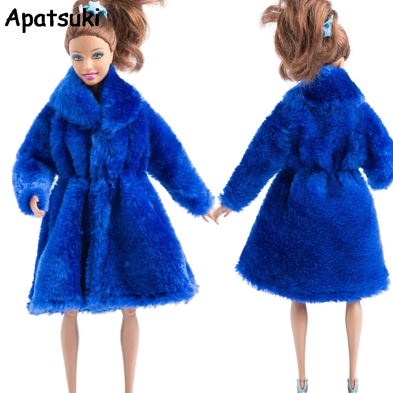 Blue Winter Wear Long Coat For Barbie Dolls Clothes Outfits Clothing