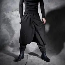 27-44! Новинка; мужская одежда; повседневные брюки; брюки-брюки в китайском стиле из искусственной кожи; свободные штаны-шаровары; костюмы певицы