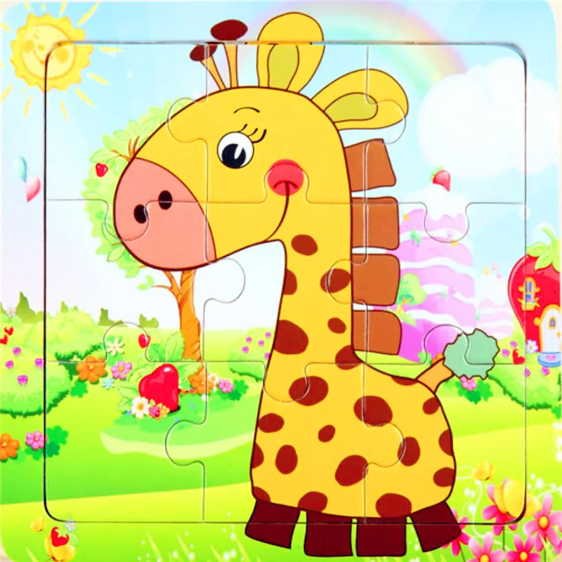 24 Style 3D Puzzles Jigsaw Wooden Toys For Children Cartoon Animal Traffic Puzzles Intelligence Children Early Educational Toys