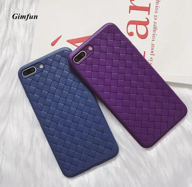 

Gimfun Simple Purple Woven Pattern Phone Case for Iphone 11 Pro Max Xr Xsmax Soft Tpu Plaid Case for Iphone 6 7 8 Plus Xs Cover