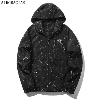 

AIRGRACIAS Jacket Men Fashion Casual Mens Jacket Sportswear Print Bomber Jacket Mens Hooded jackets and Coats EU/US Size M-3XL