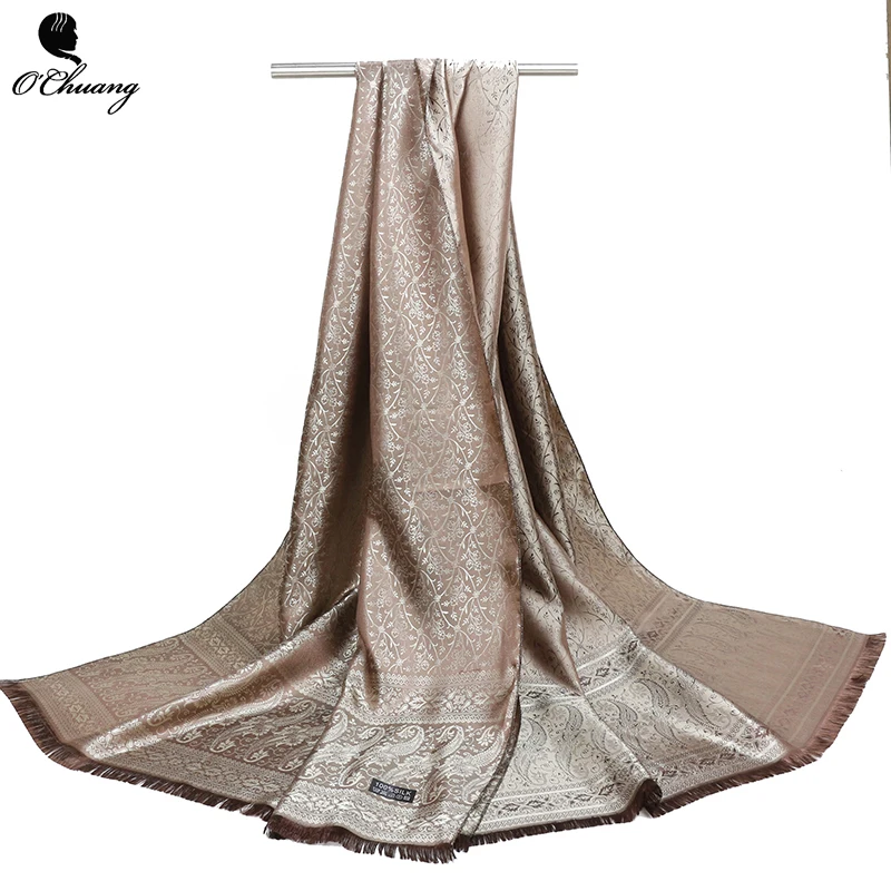 

O CHUANG Summer Silk Scarf Womem 180*70cm Paisley Florals Bandana Shawl Tippet foulard cachecol Long hijab Scarves