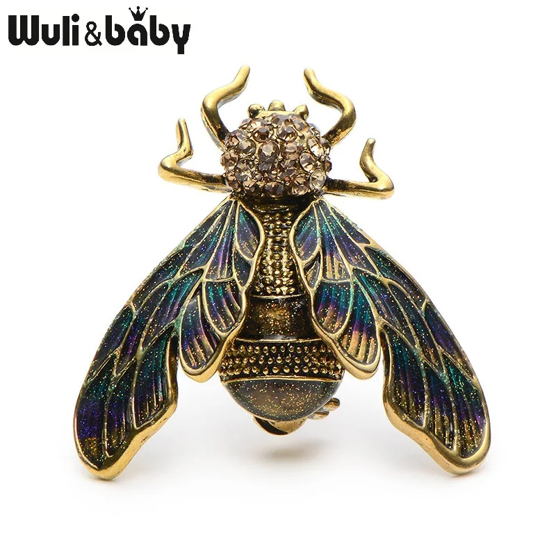 

Wuli&Baby Rhinestone Alloy Gold And Silver Cicada Brooches For Women And Men Crystal Enamel Brooch Pins Christmas Gifts