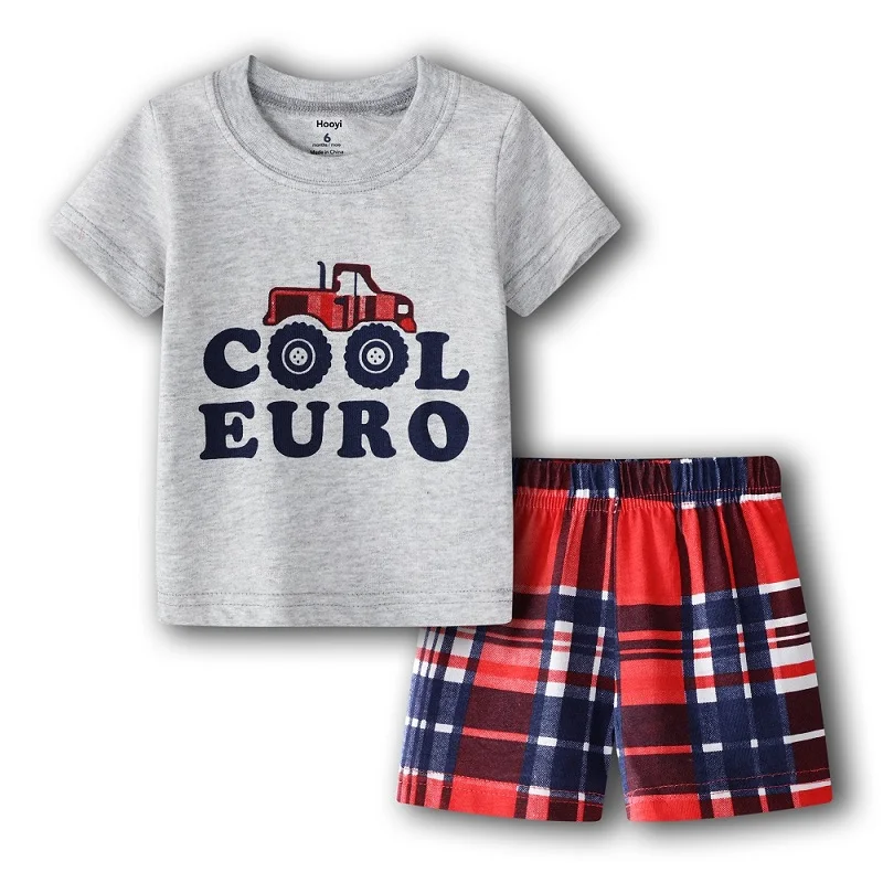 Комплект одежды для маленьких мальчиков красивые европейские летние футболки с грузовиками+ шорты комплекты из 2 предметов повседневная одежда для малышей, хлопковые комплекты для мальчиков топы - Цвет: B40