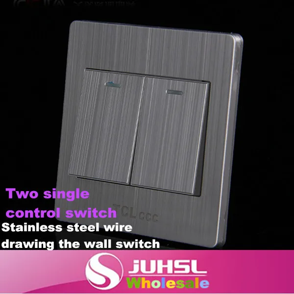 86 stainless steel brushed silver wall two hole single control switch, touch light switch