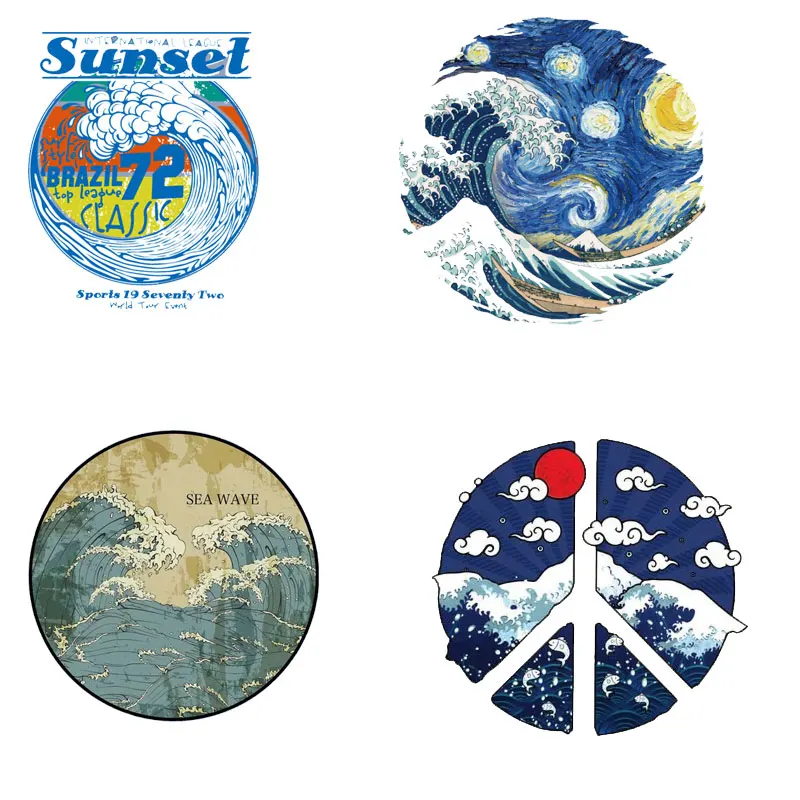 

Landscape Painting Ironing Stickers Patches for Clothing Applications Vinyl DIY T-shirt Applique on Clothes Decor Thermal Press