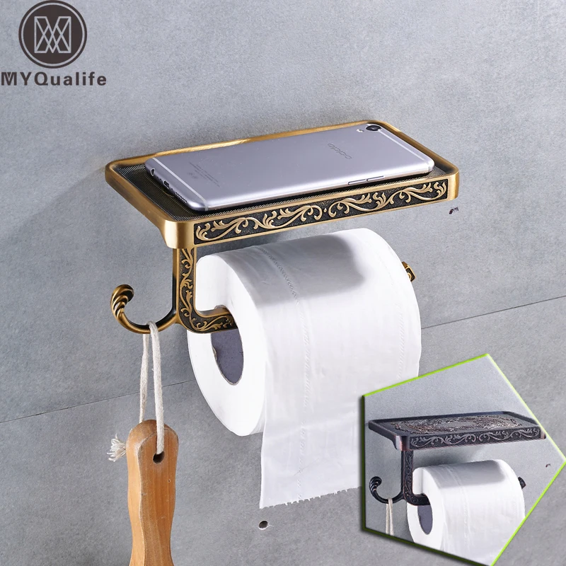 Antique Brass Bathroom Roll Paper Tissue Holder Wall Mount Brass