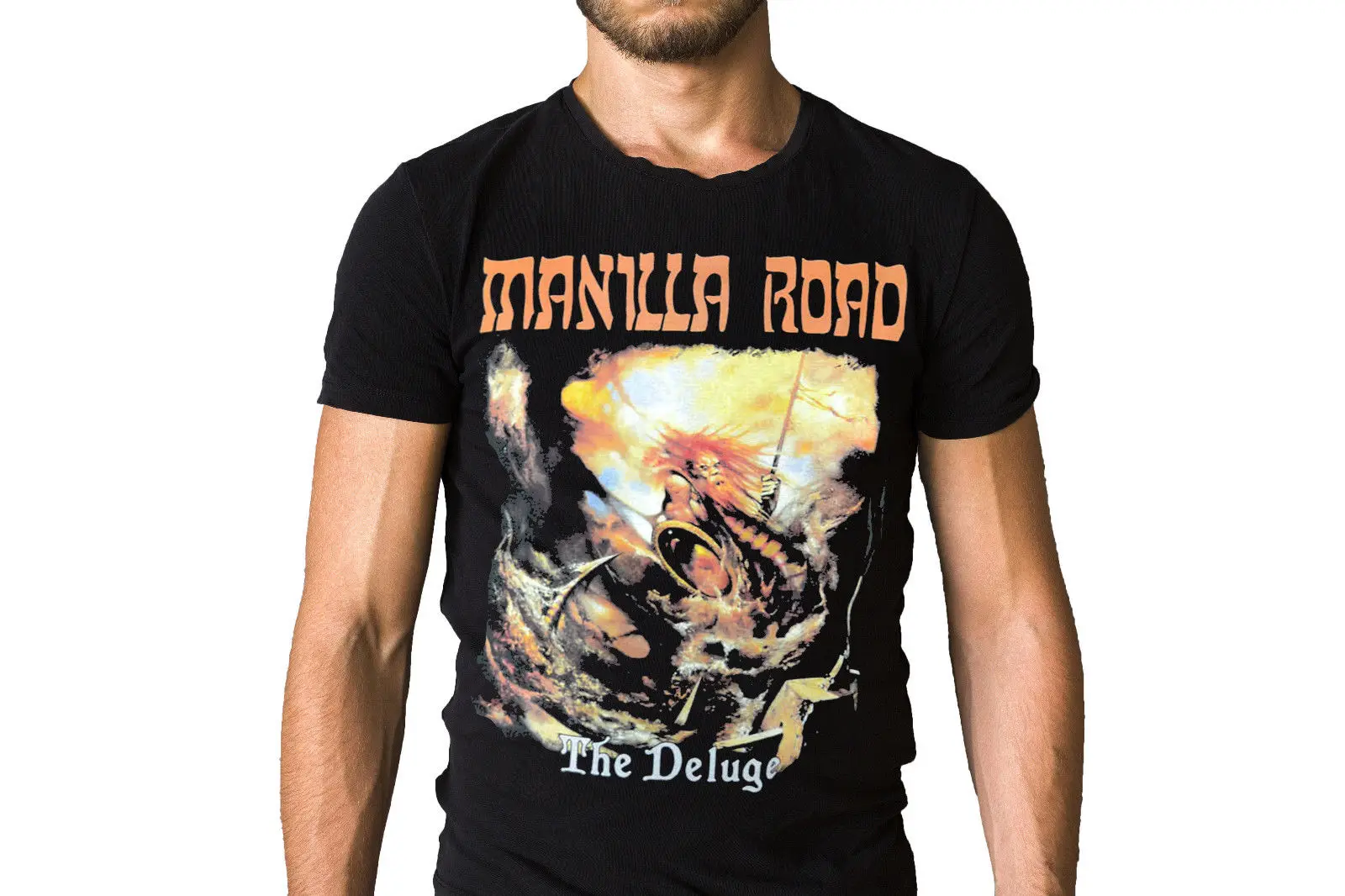 Manilla Road The Deluge 1986 Album Cover T Shirtin TShirts from Men's Clothing on Aliexpress