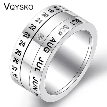 Wholesale Number and Month Letter Rotatable rings for men anillos New Arrival Titanium Stainless Steel Punk Party Ring Jewelry 1