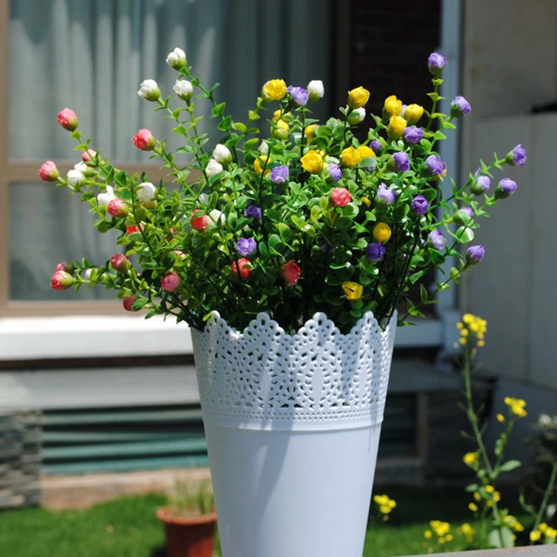 APRICOT 6 Bundles Artificial Mini Rosebuds silk flower bouquet fake grass plants for home decoration washable | Дом и сад