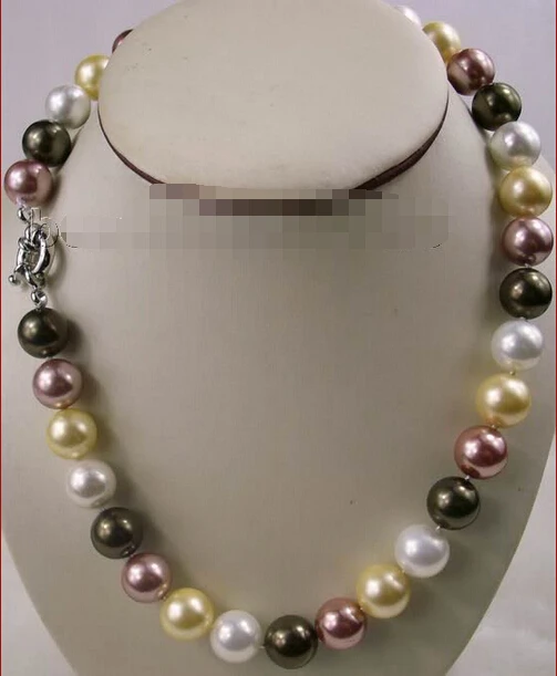 

Prett Lovely Women's Wedding FREE shipping>>> >>>12mm Charming mixed south sea shell pearl necklace 17''