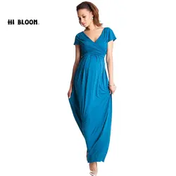 Hi bloom День матери новые летние длинные для беременных Вечеринка платье Одежда для беременных v-образным вырезом для женские платья
