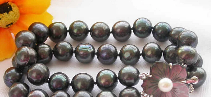 

Miss charm Jew 349 2row 8"11-12mm round black freshwater pearl bracelet