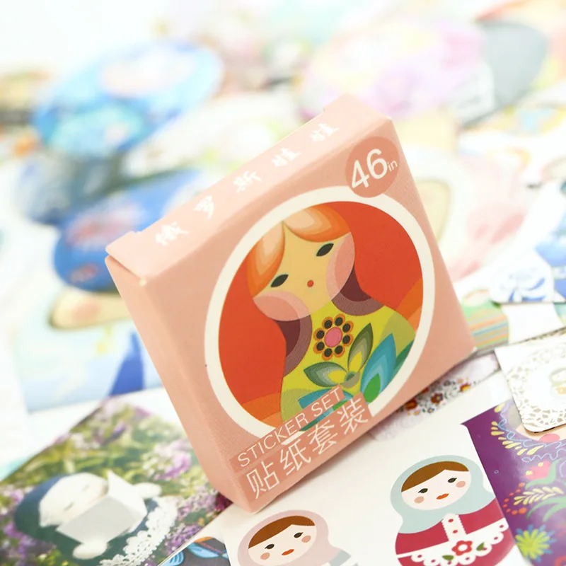 

45pcs /Pack Russian Girl Doll Adhesive Stickers DIY Decoration Stickers Stick Label AM56