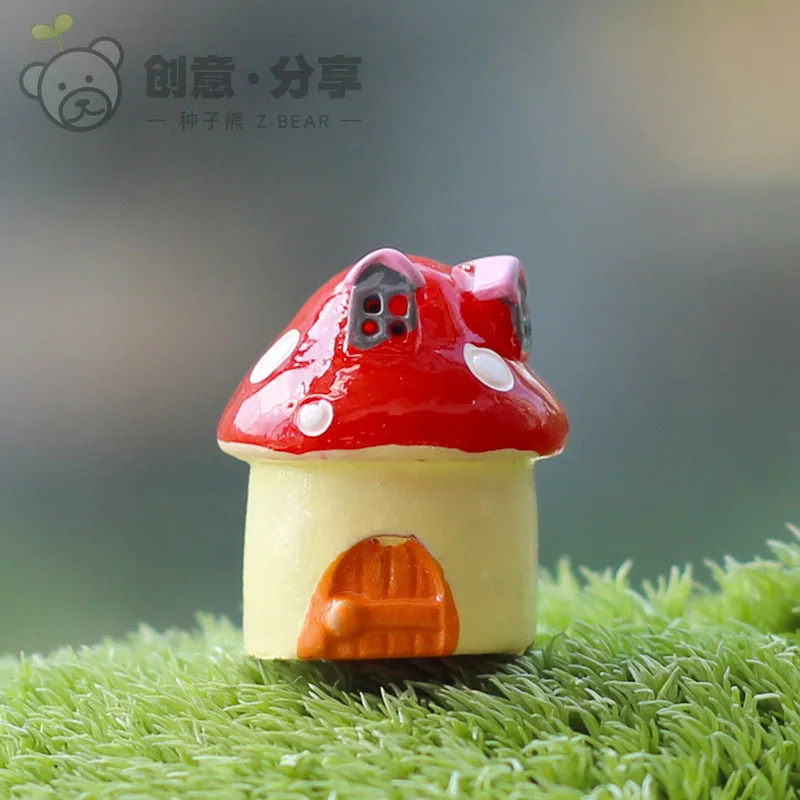 

50pcs/lot Fairy garden gnome resin mushroom house model Cameo Cabochons for DIY Accessories Wholesale 18mm