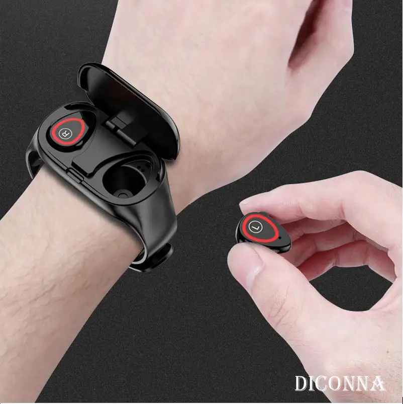 

2019 Newest Portable Multifunctional Fashion 2 in 1 Bluetooth Smart Watch & Earphone Sports Wristband Bracelet Headset