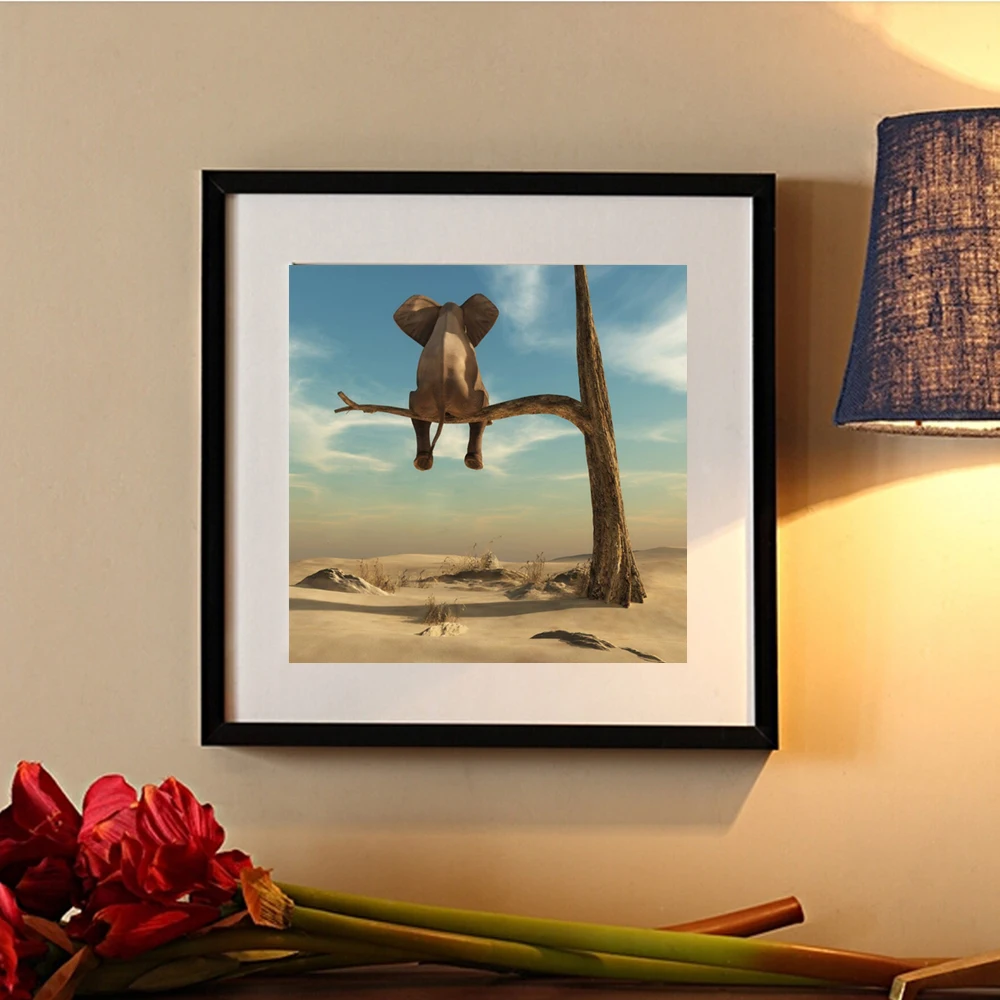 

New 5D DIY Diamond Painting Diamond Embroidery Animal Elephant Sitting On A Tree Trunk Cross Stitch Embroidery Crafts Home Decor