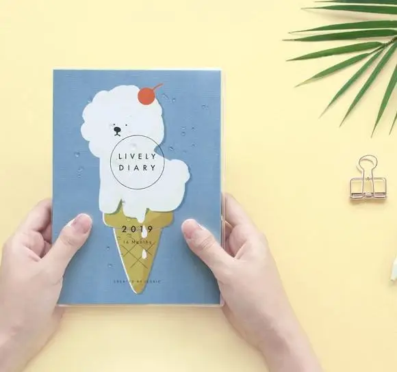 

Cute Cartoon Design 2019 Lively Diary 176P Colorful Monthly Weekly Planner School Office Agenda Scheduler Journal Gift