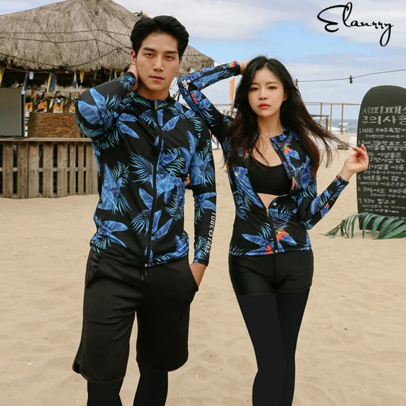

2019 New Rash Guards Men Women Long Sleeve Shirt Shorts Summer Couples Swimwear Surfing Bathing Suits Rashguard Wetsuits