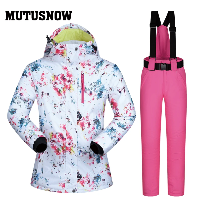 2019 جديد جودة عالية المرأة على الجليد الدعاوى مجموعة يندبروف ماء الدفء تنفس الشتاء تزلج جاكيت وسروال التزلج