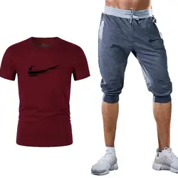 2019 новая распродажа Для мужчин наборы футболки + шорты комплекты из двух предметов летние Повседневное костюм прилив бренд футболки