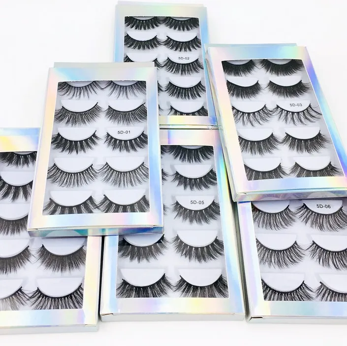 

5 Pairs Multi 3D Soft Mink Hair False Eyelashes Handmade Wispy Fluffy Long Eyelashes Natural Eye Makeup Tools Faux Eye Eyelashes