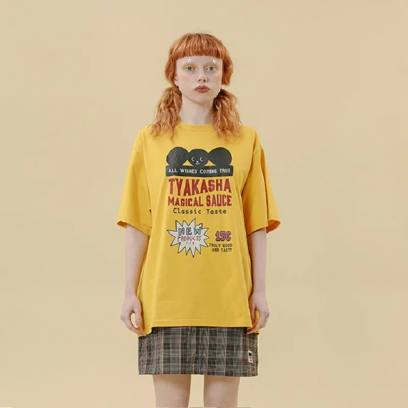 

Original Design High Quality Women's T-shirt Yellow Sports Printing Ladies Loose Tshirt Femme Tee Shirt Tops Short Sleeve