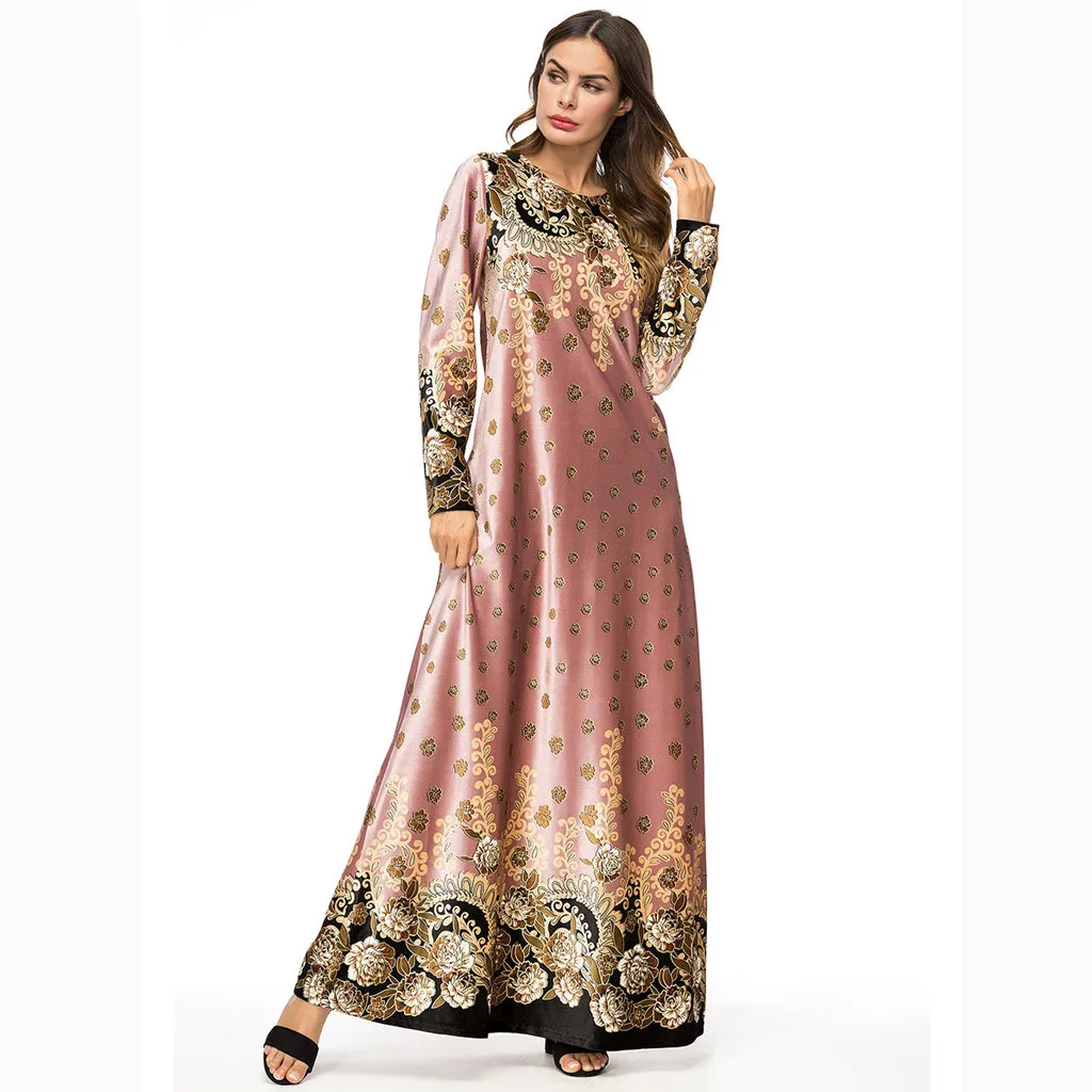

2019 Turkish traditional dress muslim women kaftan national maxi abaya Islamic Muslim Middle Eastern Long Dress A426