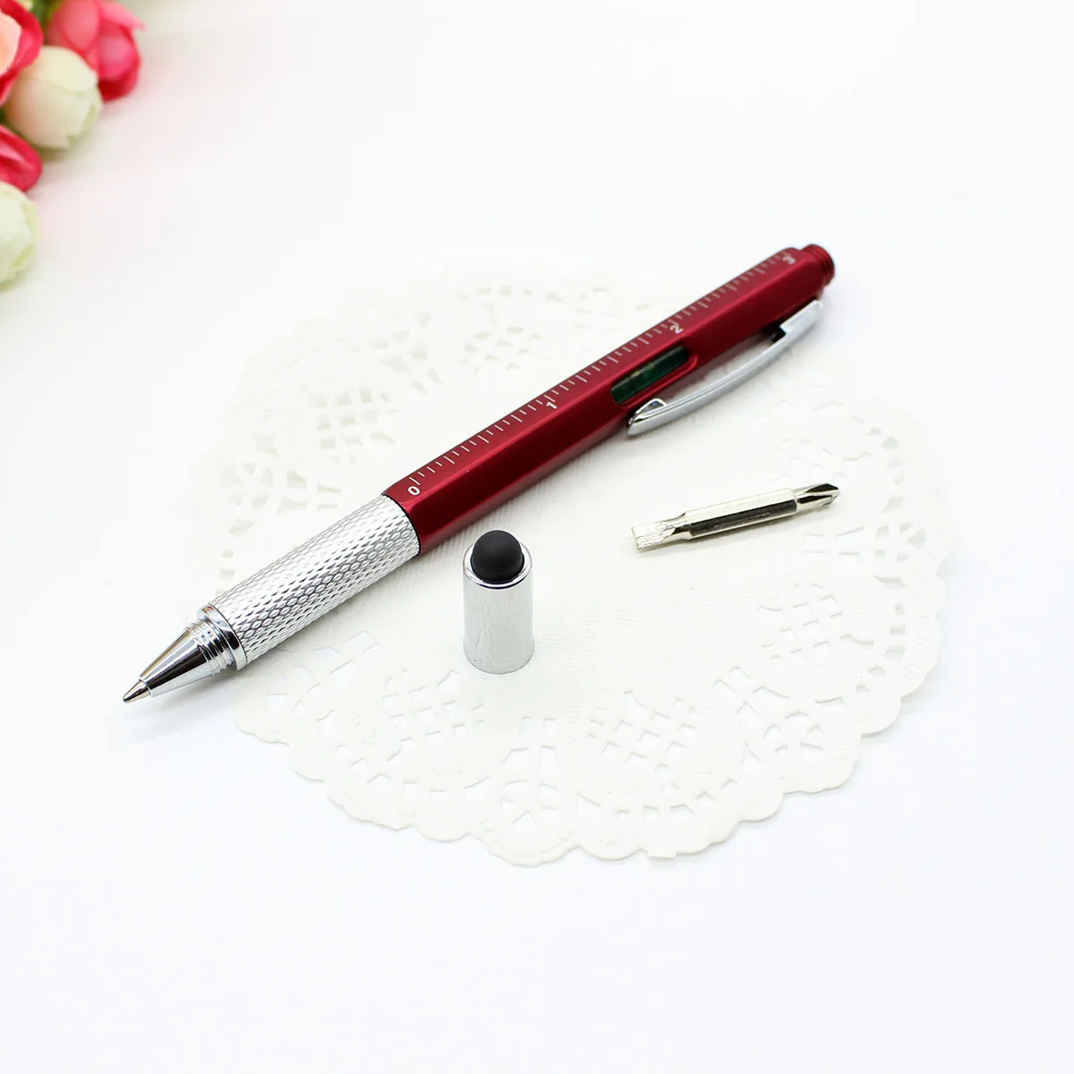 

Drop shipping phone stylus Pen Screwdriver Ruler Spirit Level With A Top And Scale Multifunction 6 in 1 Plastic Pen