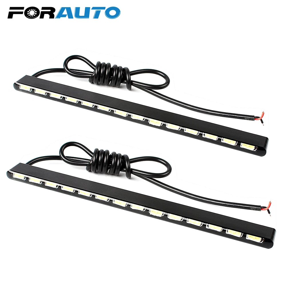 

FORAUTO 2pcs Car Styling Super Bright Daytime Running Light Car DRL SMD 14 LEDs Daylight Waterproof 7030 Fog Light Led Strip