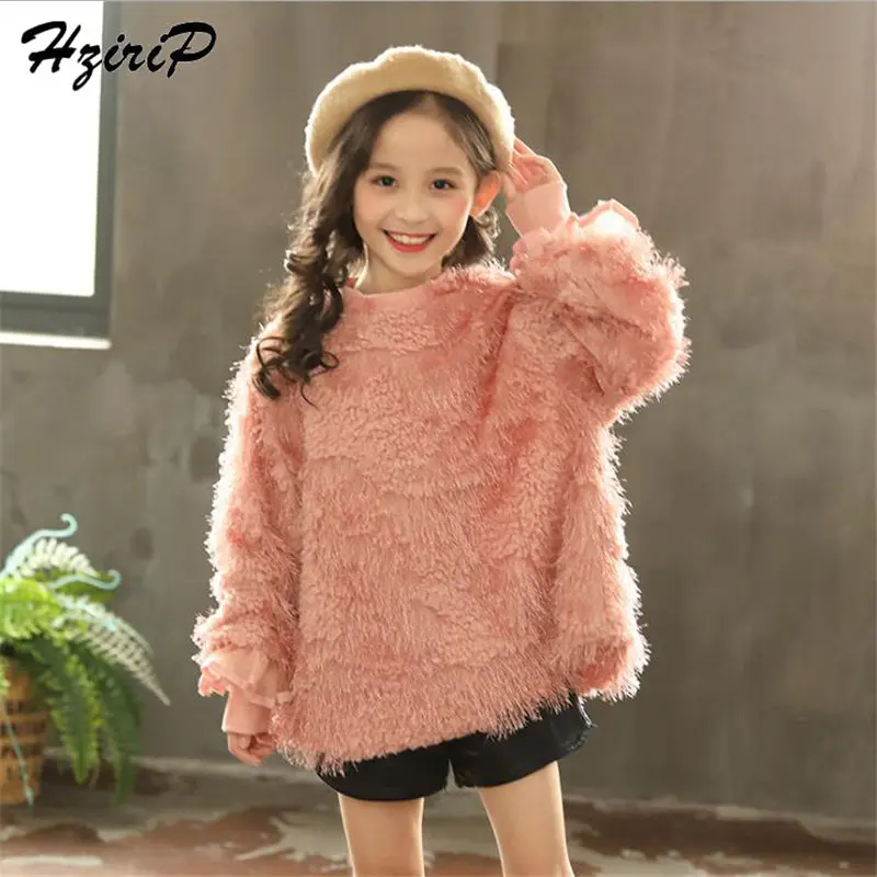 

HziriP Baby 2018 New Autumn Winter Sweater Stylish Long Sleeve Solid Kids Girls Clothing 2 Colors Cotton Pullover Comfortable