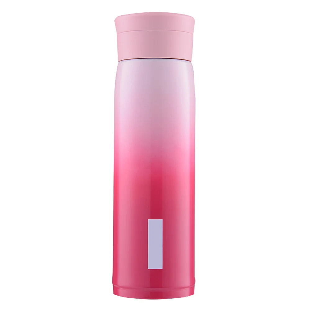 Креативная кружка-термос градиентного цвета, вакуумная кофейная бутылка из нержавеющей стали, 600 мл, большая емкость, милый подарок, Термокружка, 3 цвета - Цвет: Розовый
