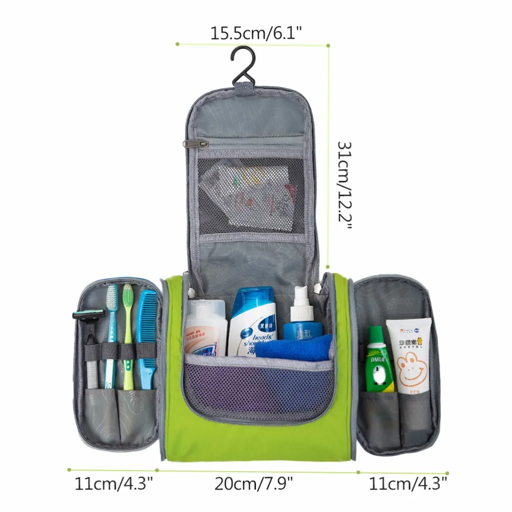 Aosbos كبيرة تجميل ضد الماء حقيبة للنساء الرجال النايلون سفر منظم حقيبة مستحضرات التجميل حالة الضرورات المكياج غسل طقم أدوات تجميل