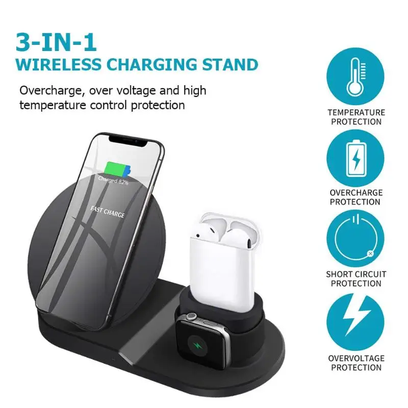 3в1 Беспроводная зарядная док станция для iPhone Airpods Apple Watch Samsung Galaxy S9 +/S9/S8/S7
