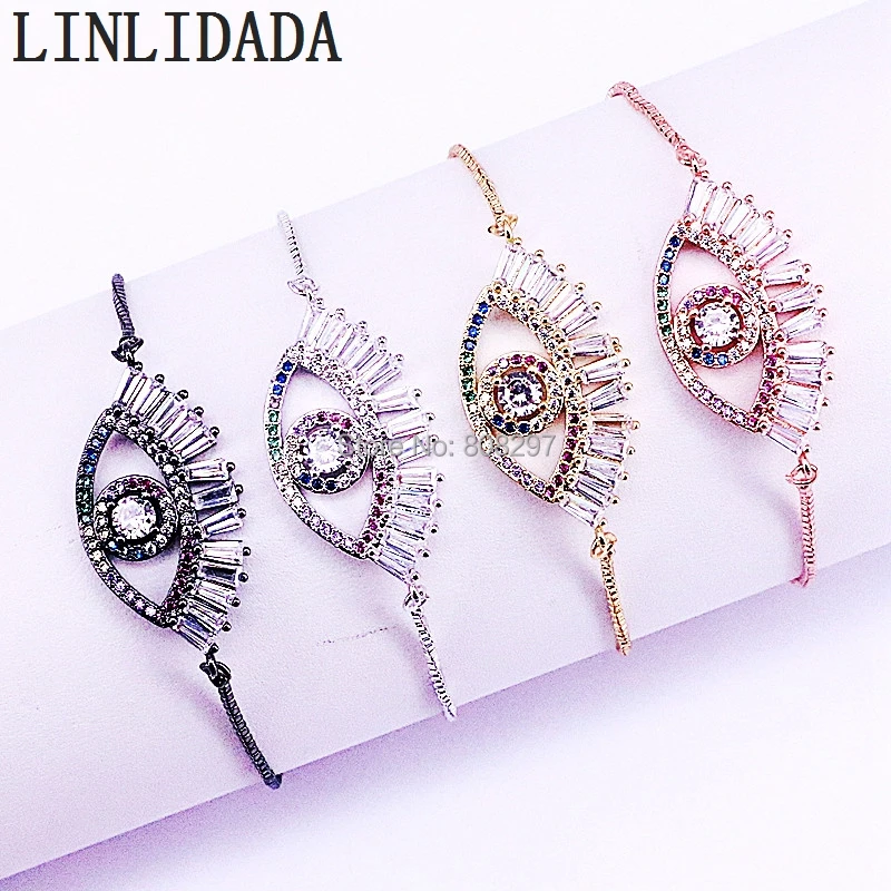 10 шт модный микро-паве CZ цирконий счастливые глаза браслет для женщин и мужчин браслет, украшение, подарок