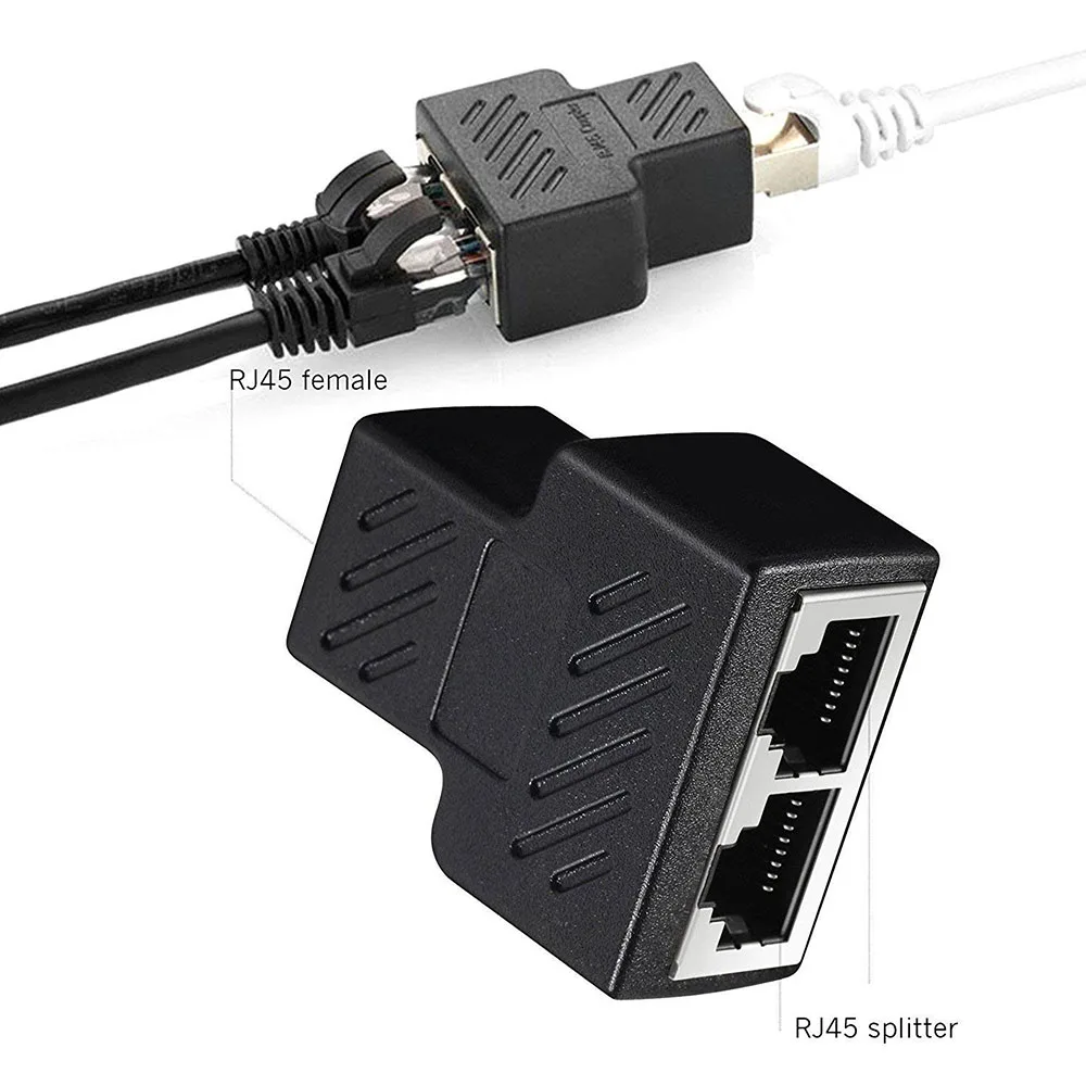 

10PCS RJ45 Splitter Adapter 1 to 2 Port USB to RJ45 Socket Adapter Cable 8P8C Extender Plug LAN Network Connector For CAT5/6/7