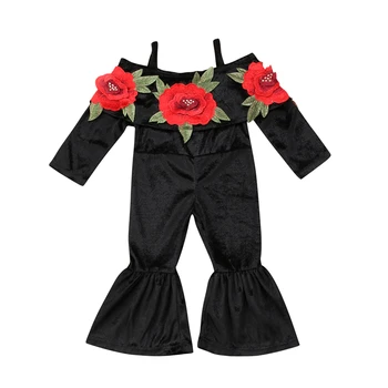 

Princess Toddler Kids Girls 3D Flower Velvet Flared Romper Jumpsuit Playsuit Toddler Girls Summer Clothes Rompers Clothing Sets