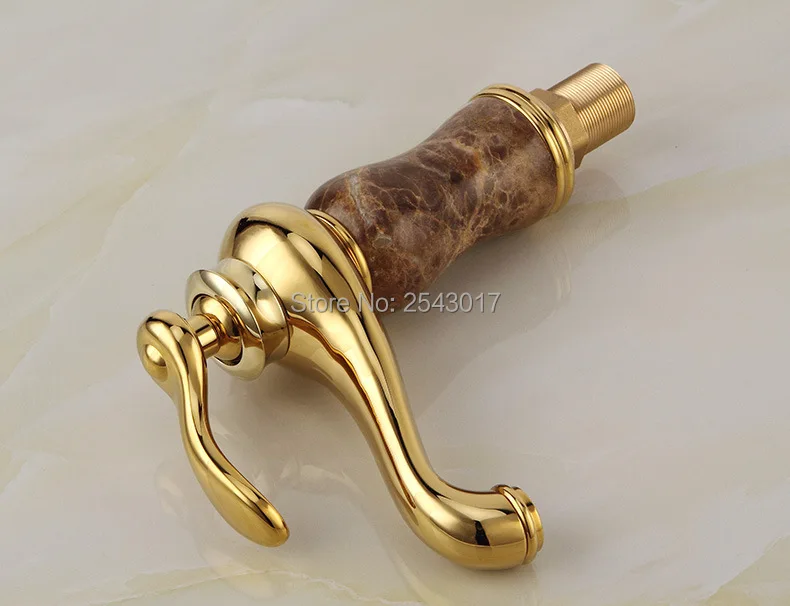 Роскошный Мраморный золотой кран кофейного цвета мраморный камень раковина кран с горячей и холодной водой краны ZR482