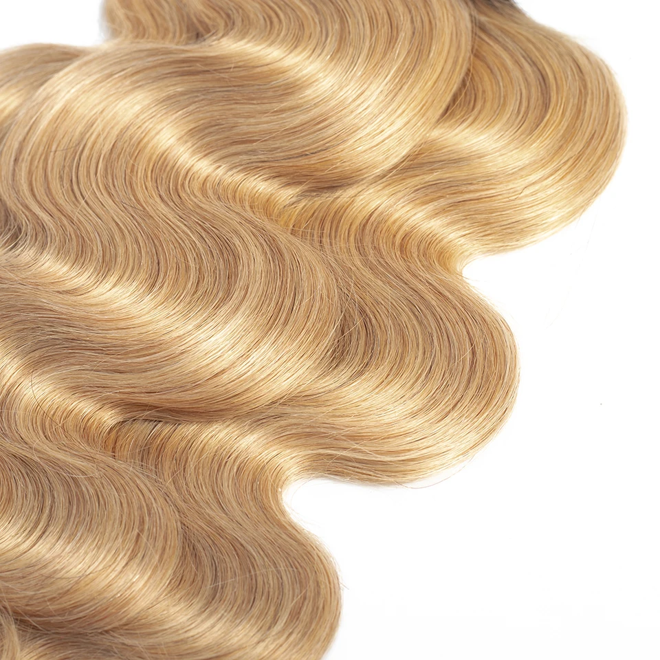 Qt Bleach Blonde Ombre Human Hair 3 Bundles Dark Roots T1b 27 Pre