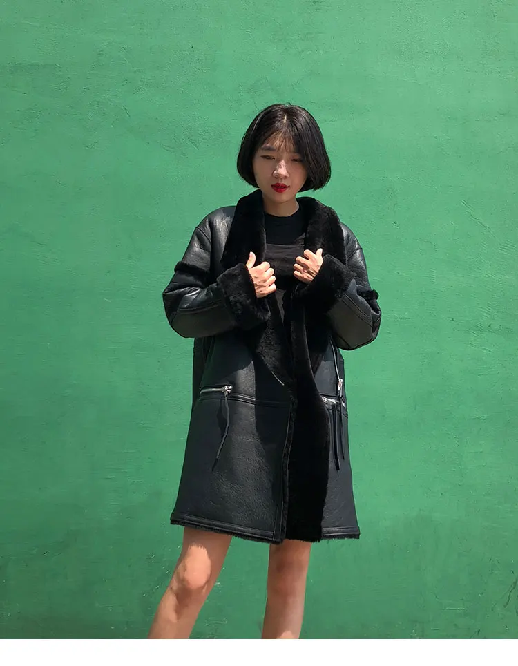 EI BAWN, зимние пальто из натуральной кожи для женщин, плюс размер, больше размера, овчина, Корейская женская куртка из короткой овечьей шерсти, шуба