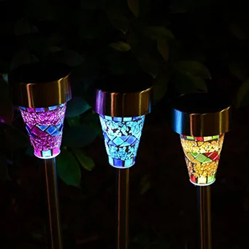 

Outdoor Solar Garden Lights - 3 Pack Mosaic Solar Powered Stake Lights, for Garden Flowerbed Path Walkway Patio Lawn Outdoor