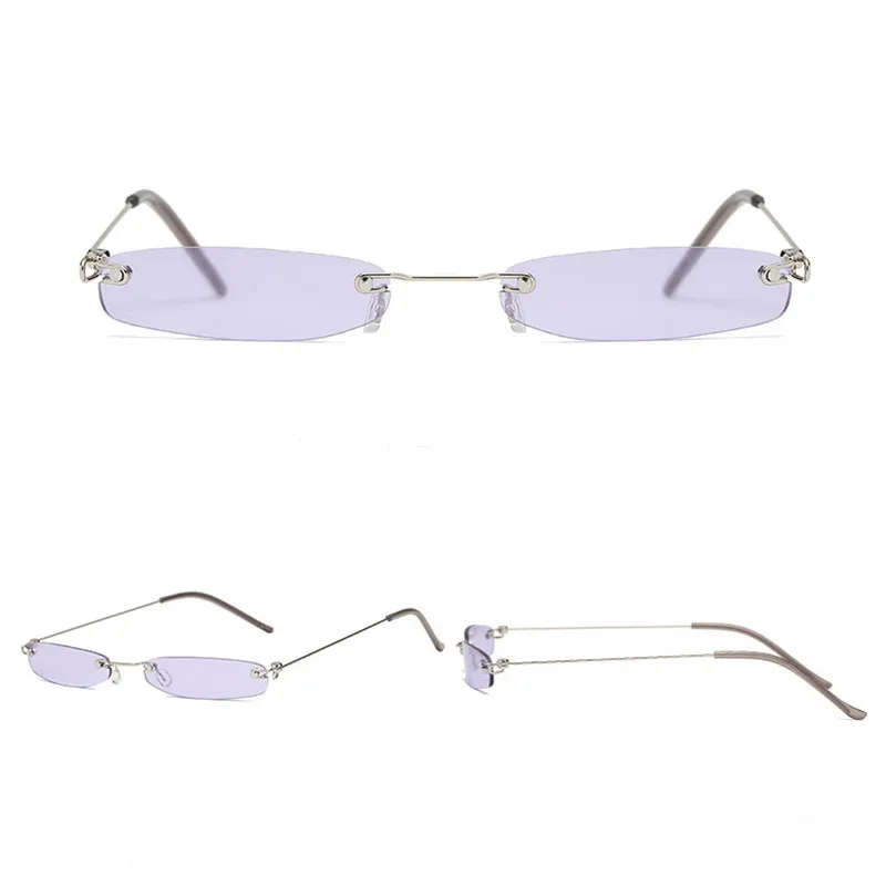 Тренд, роскошные элегантные солнцезащитные очки без оправы для женщин, маленькие брендовые дизайнерские Квадратные Солнцезащитные очки, женские синие желтые очки для мужчин - Цвет линз: C