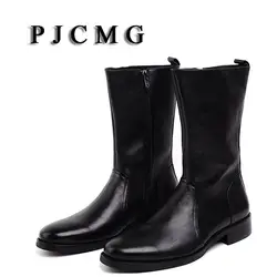 PJCMG/Новые мужские высокие ботинки из натуральной кожи; мужские Ботинки Martin с высоким голенищем; дизайнерские тактические ботинки на молнии;
