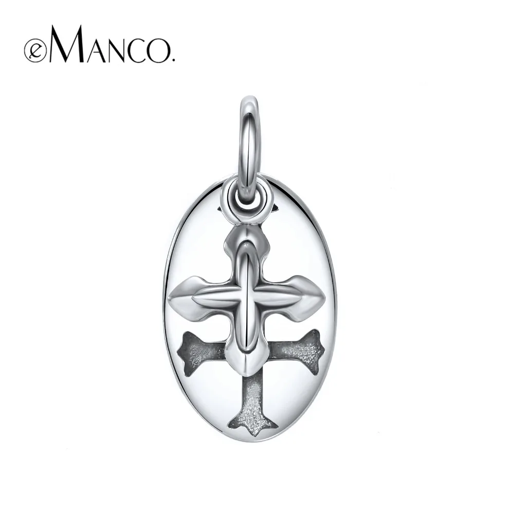 

e-Manco 925 Sterling Silver Gothic Corsair Pendants Wholesale Oval Cross Necklaces New Arrival Gifts